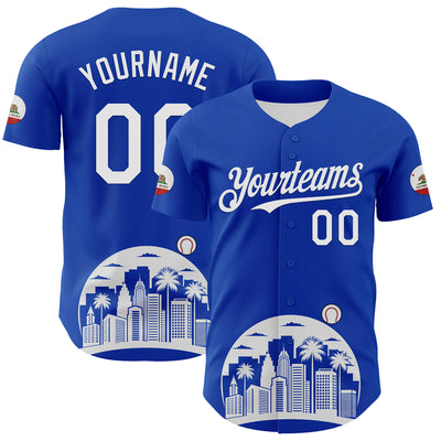 Custom Thunder Blue White-Black 3D Urban City Edition Sports Authentic Baseball Jersey