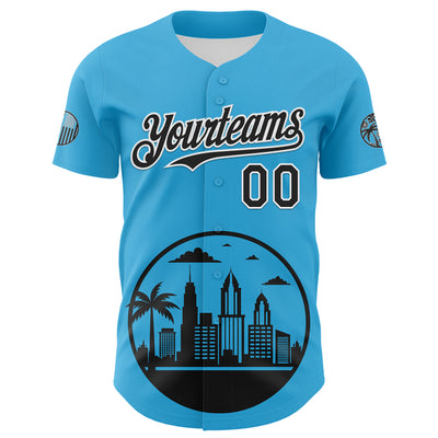 Custom Sky Blue Black-White 3D Urban City Edition Sports Authentic Baseball Jersey