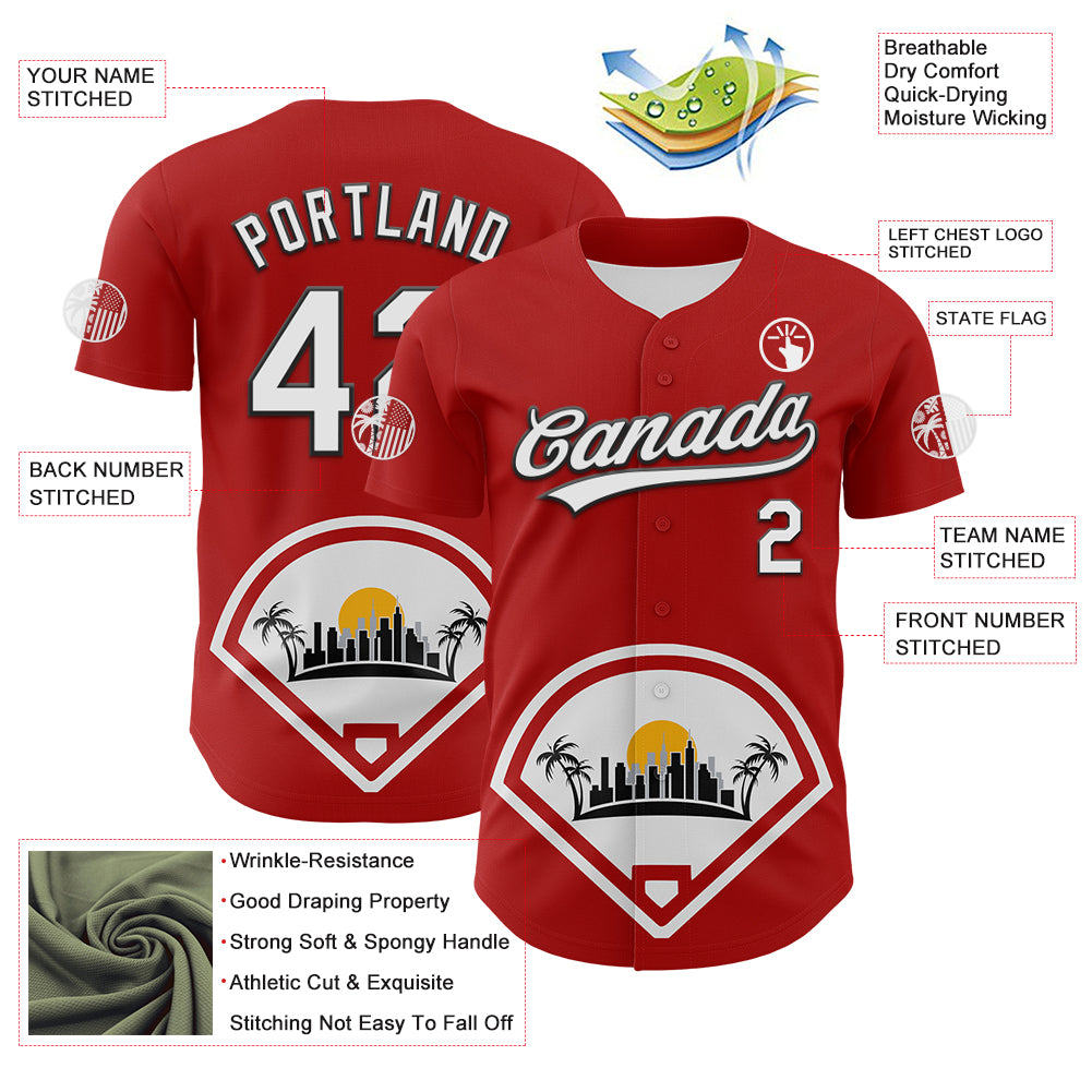 Custom Red White Gray Yellow-Black 3D Urban City Edition Sports Authentic Baseball Jersey