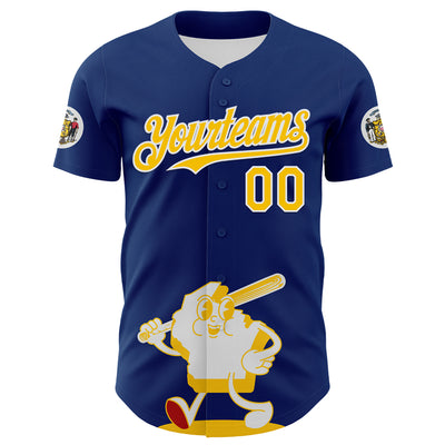 Custom Blue Gold Red-White 3D Urban City Edition Sports Authentic Baseball Jersey