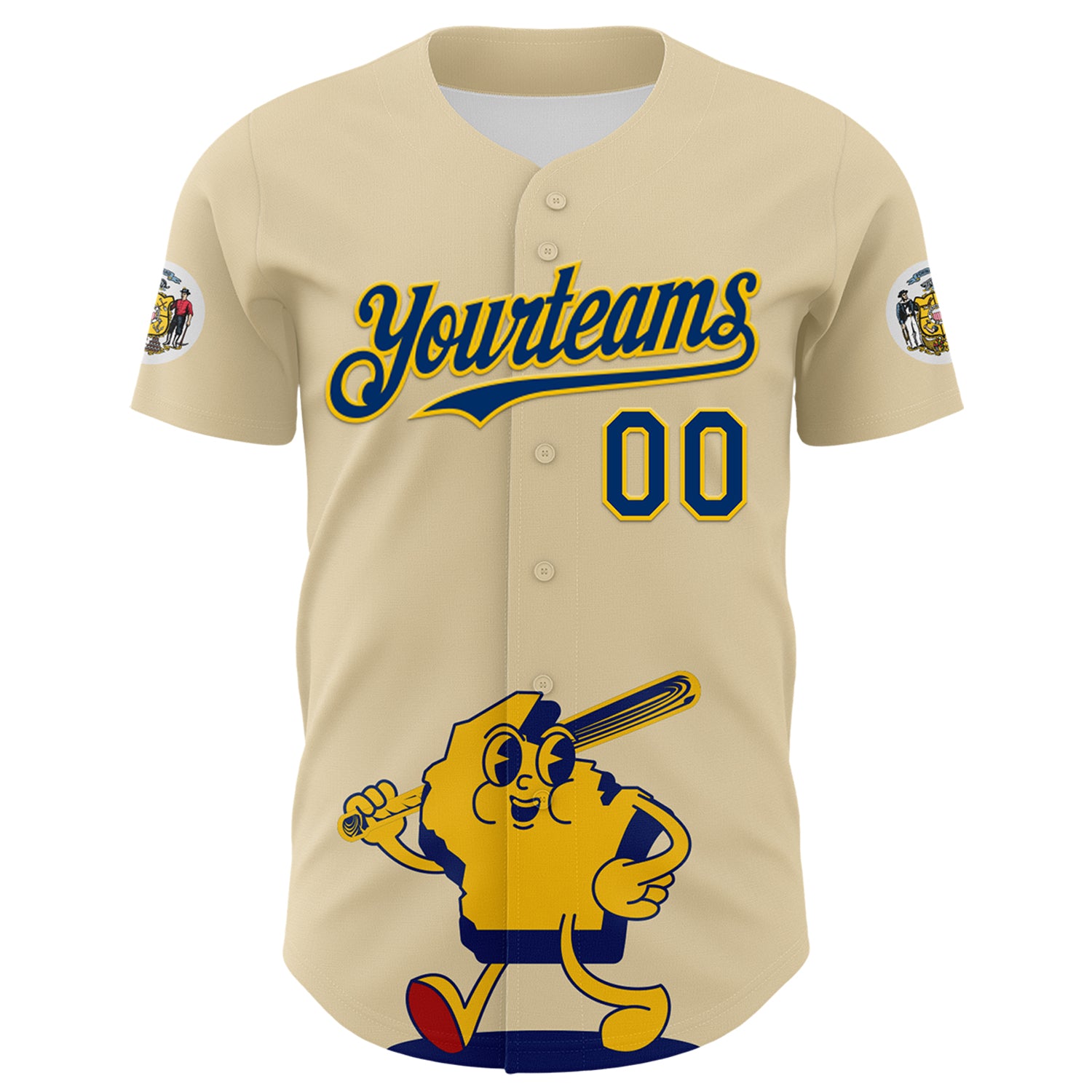 Custom Cream US Navy Blue Yellow-Red 3D Urban City Edition Sports Authentic Baseball Jersey