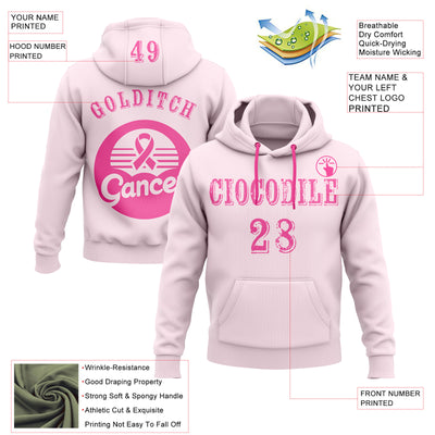 Custom Pink White 3D Pink Ribbon Breast Cancer Awareness Women Health Care Support Sports Pullover Sweatshirt Hoodie