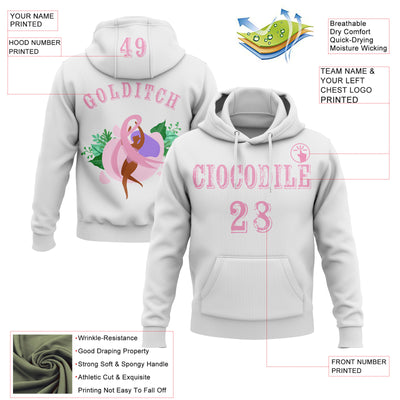 Custom White Light Pink 3D Pink Ribbon Breast Cancer Awareness Women Health Care Support Sports Pullover Sweatshirt Hoodie
