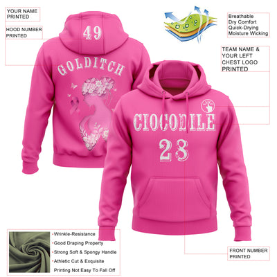 Custom Pink White 3D Pink Ribbon Breast Cancer Awareness Women Health Care Support Sports Pullover Sweatshirt Hoodie