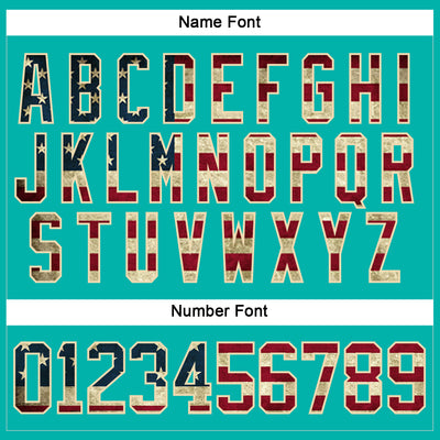 Custom Aqua Vintage USA Flag Cream-Black Hockey Lace Neck Jersey