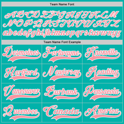 Custom Aqua Medium Pink-White Hockey Lace Neck Jersey