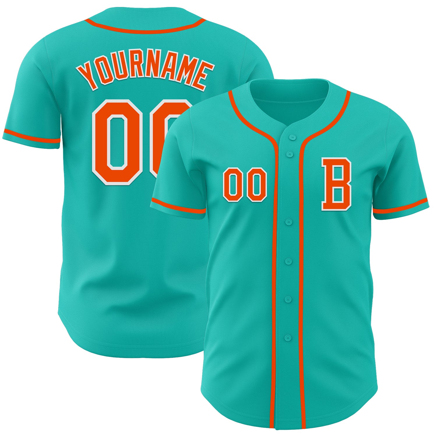 Custom Aqua Orange-White Authentic Baseball Jersey