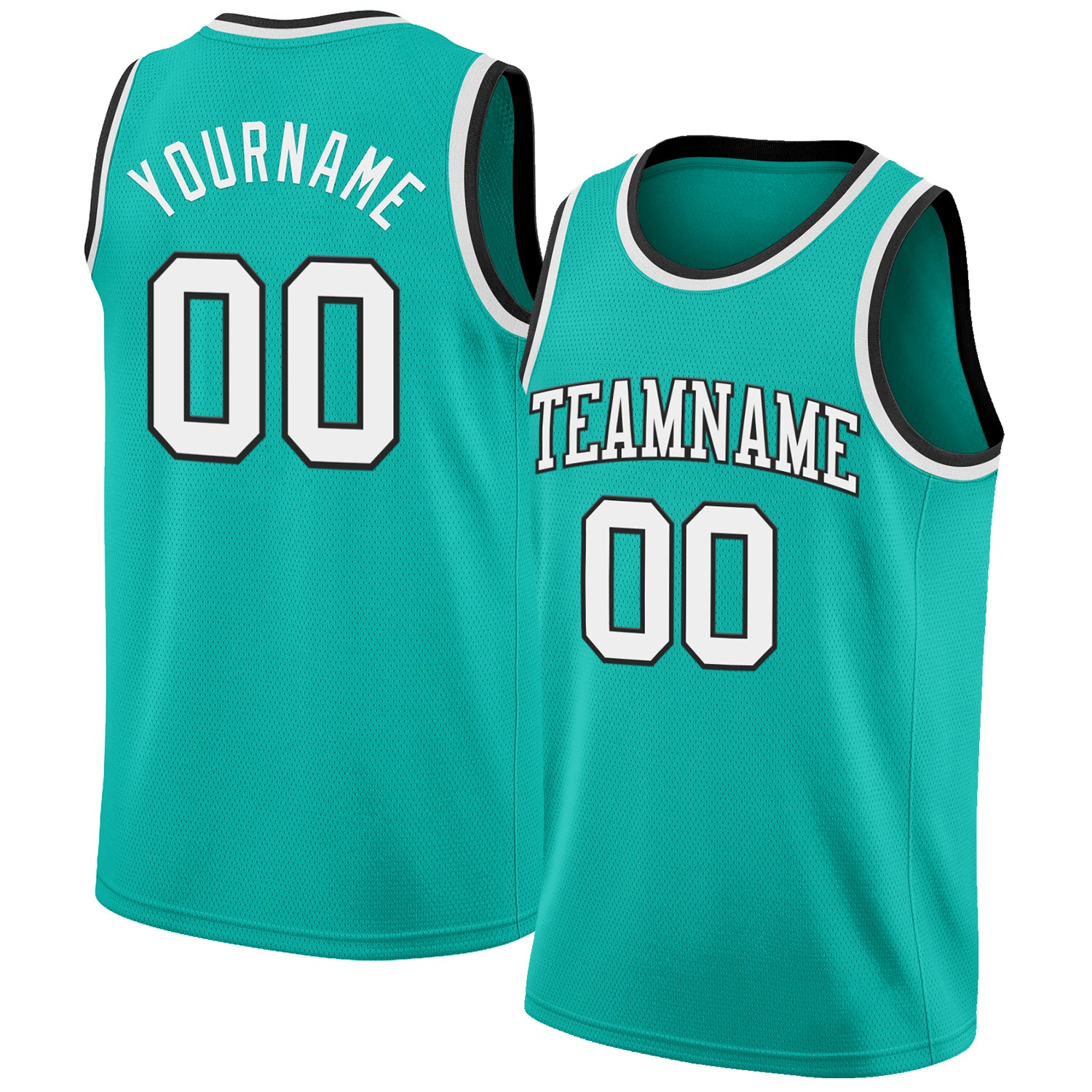 Custom Aqua White-Black Authentic Basketball Jersey