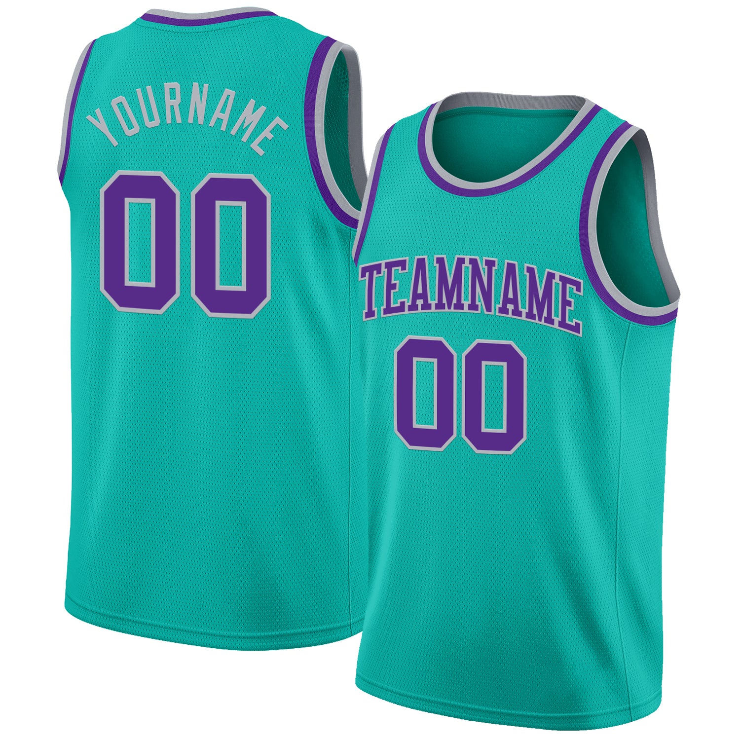 Custom Aqua Purple-Gray Authentic Basketball Jersey
