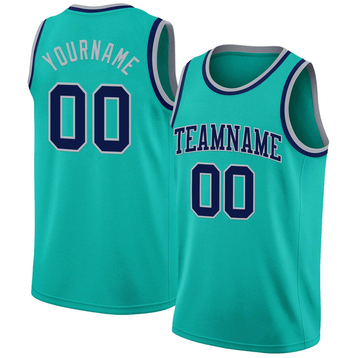 Custom Aqua Navy-Gray Authentic Basketball Jersey