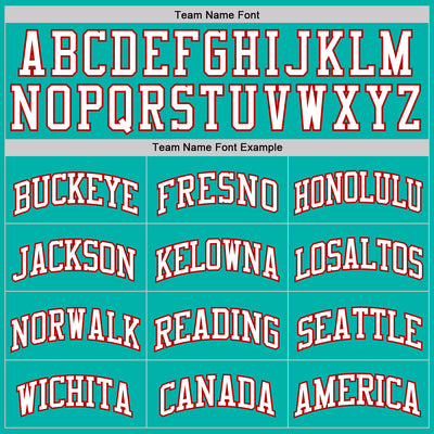 Custom Aqua White-Red Authentic Basketball Jersey