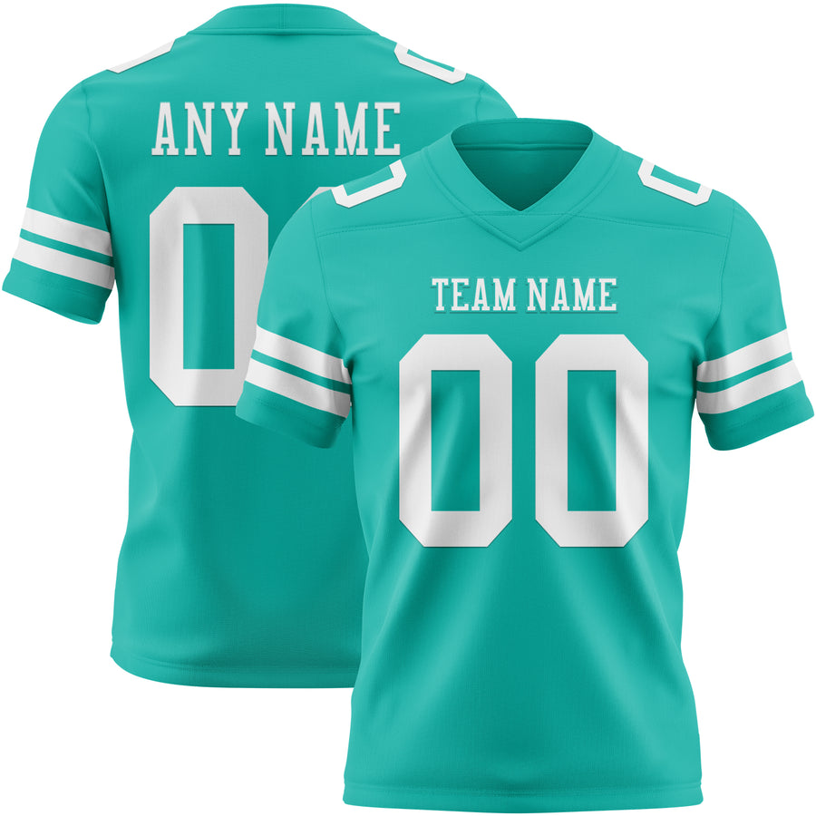 Custom Aqua White Authentic Football Jersey