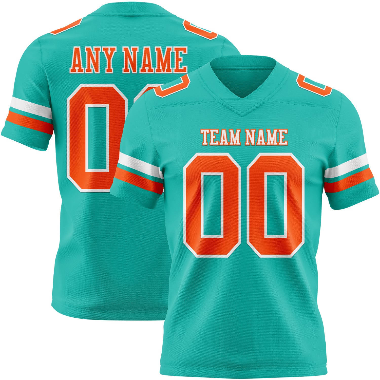 Custom Aqua Orange-White Authentic Football Jersey