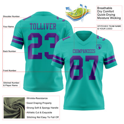 Custom Aqua Purple Authentic Football Jersey