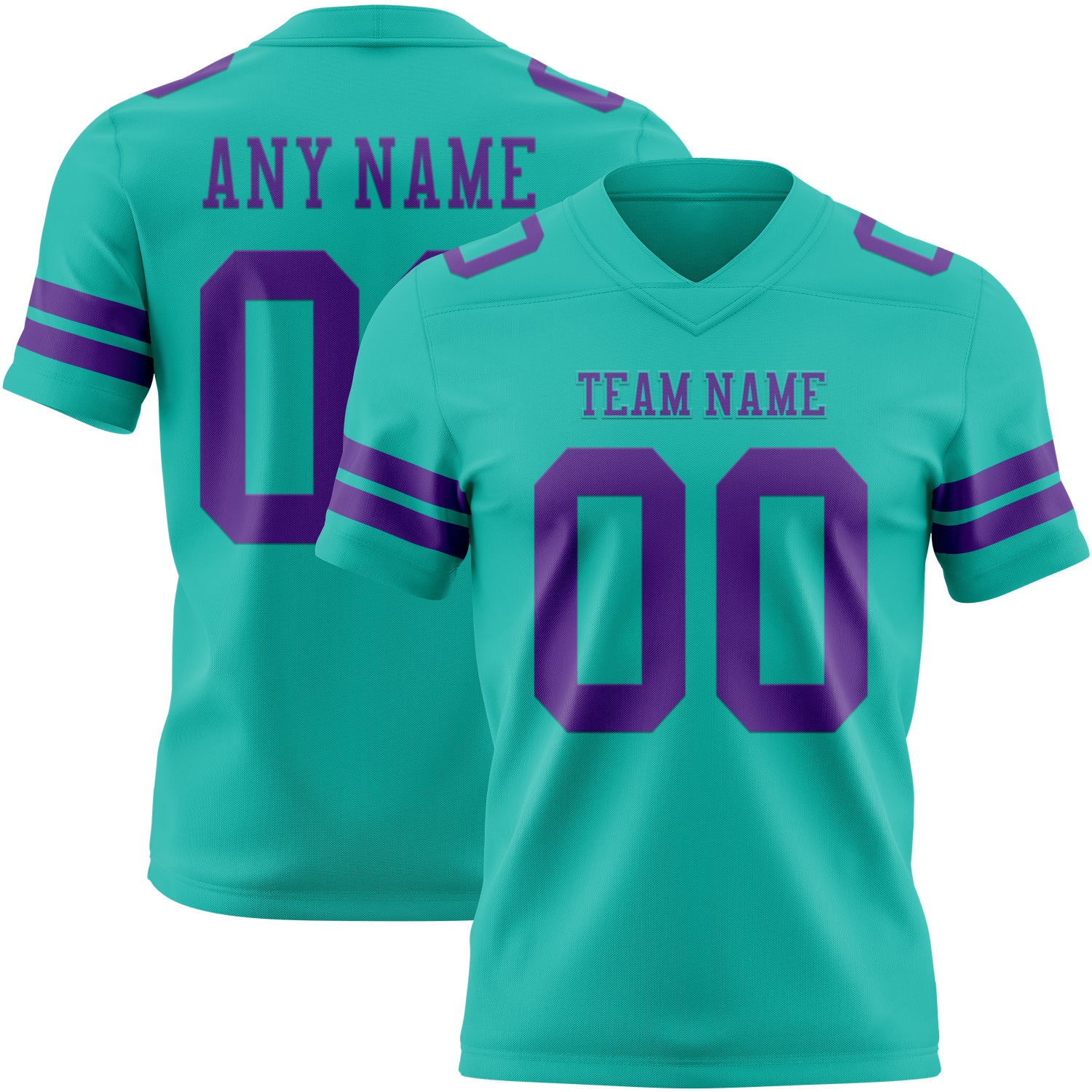 Custom Aqua Purple Authentic Football Jersey