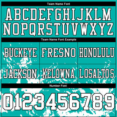 Custom Aqua White-Black 3D Pattern Splash Authentic Football Jersey