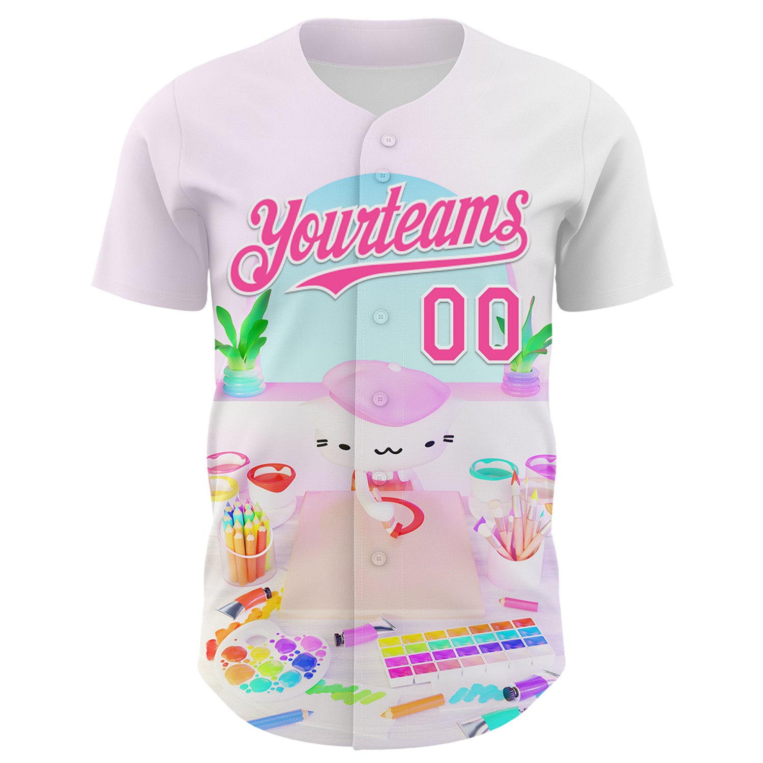 Custom Light Pink Pink-White 3D Cindy Suen Artist Authentic Baseball Jersey