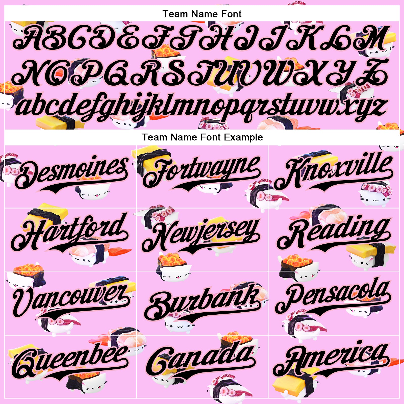 Custom Pink Black-Light Pink 3D Cindy Suen Sushi Cats in Pink Authentic Baseball Jersey