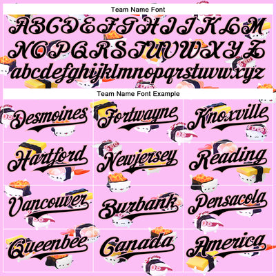 Custom Pink Black-Light Pink 3D Cindy Suen Sushi Cats in Pink Authentic Baseball Jersey