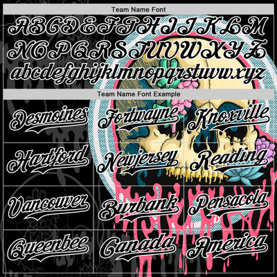 Custom Black White 3D Illymakes Drippy Succulent Skull Authentic Baseball Jersey