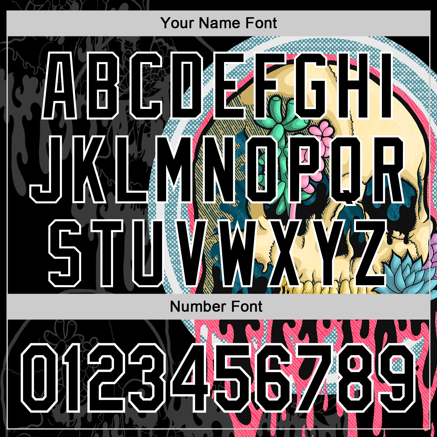 Custom Black White 3D Illymakes Drippy Succulent Skull Authentic Baseball Jersey