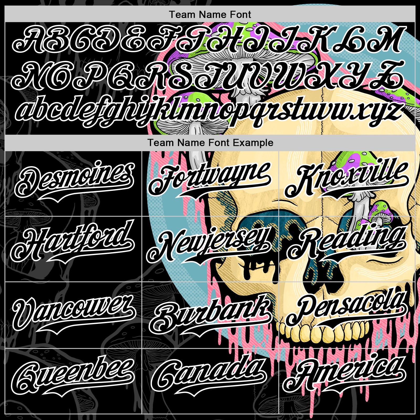 Custom Black White 3D Illymakes Drippy Mushroom Skull Authentic Baseball Jersey