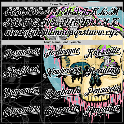 Custom Black White 3D Illymakes Drippy Mushroom Skull Authentic Baseball Jersey