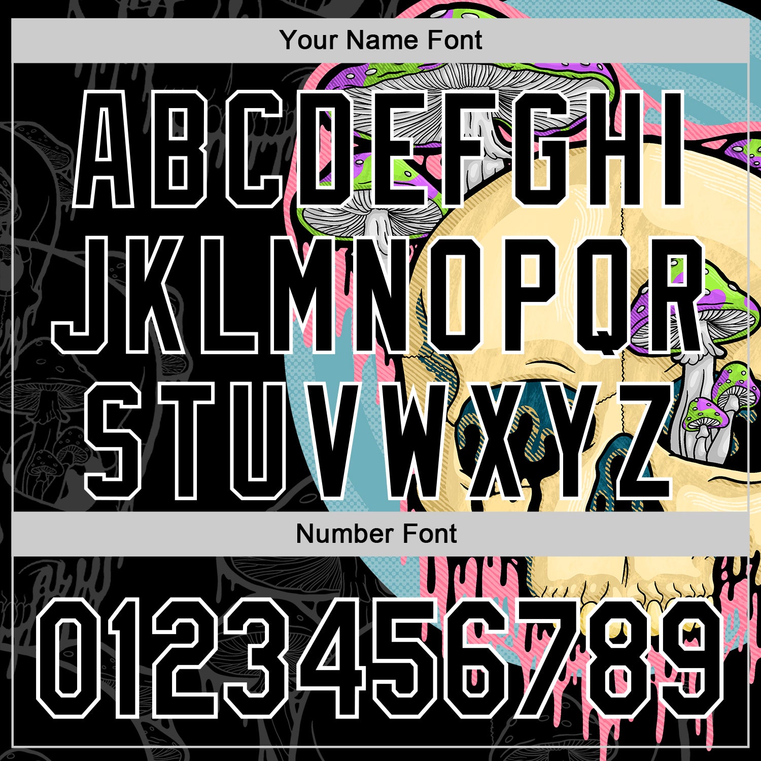 Custom Black White 3D Illymakes Drippy Mushroom Skull Authentic Baseball Jersey