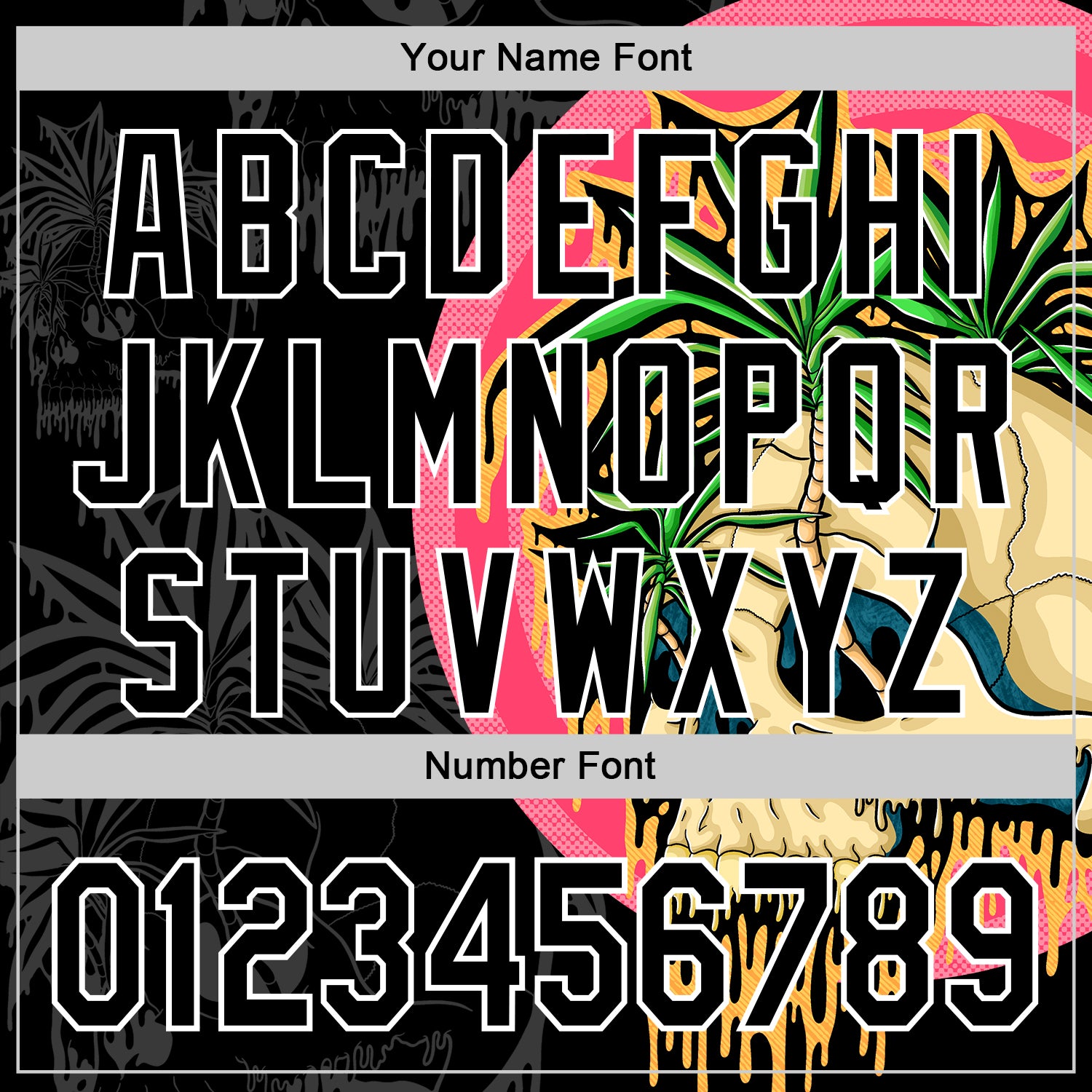 Custom Black White 3D Illymakes Drippy Tropical Skull Authentic Baseball Jersey