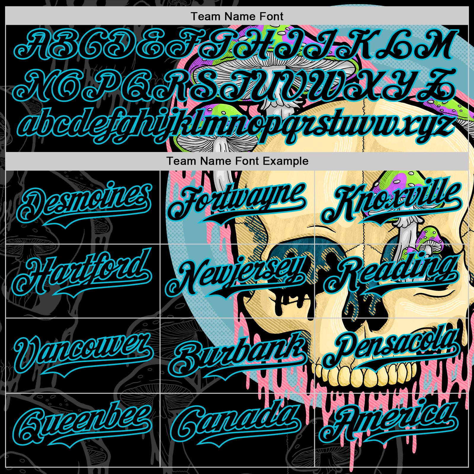 Custom Black Lakes Blue 3D Illymakes Drippy Mushroom Skull Authentic Baseball Jersey