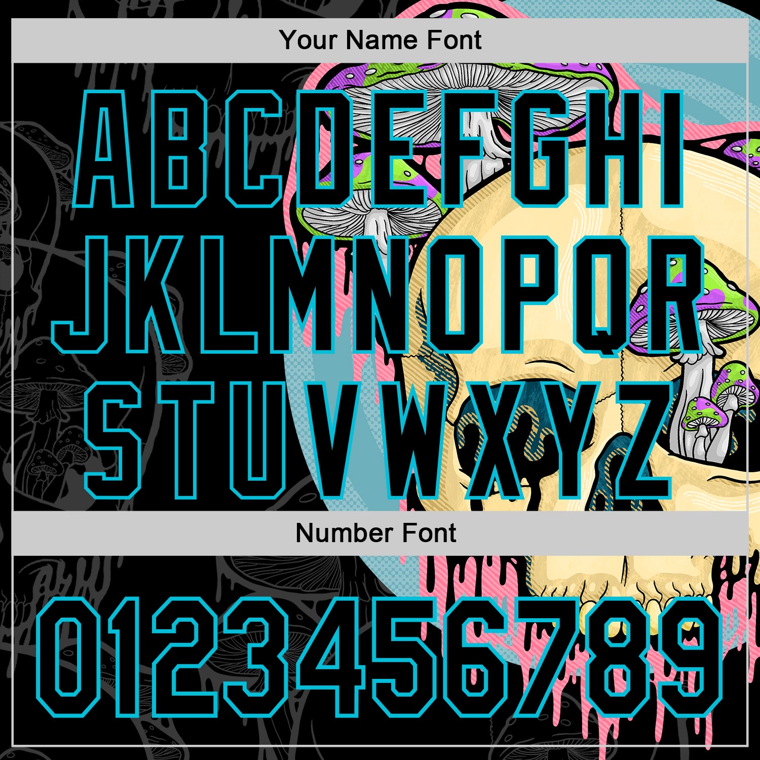 Custom Black Lakes Blue 3D Illymakes Drippy Mushroom Skull Authentic Baseball Jersey