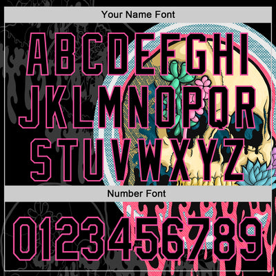 Custom Black Pink 3D Illymakes Drippy Succulent Skull Authentic Baseball Jersey