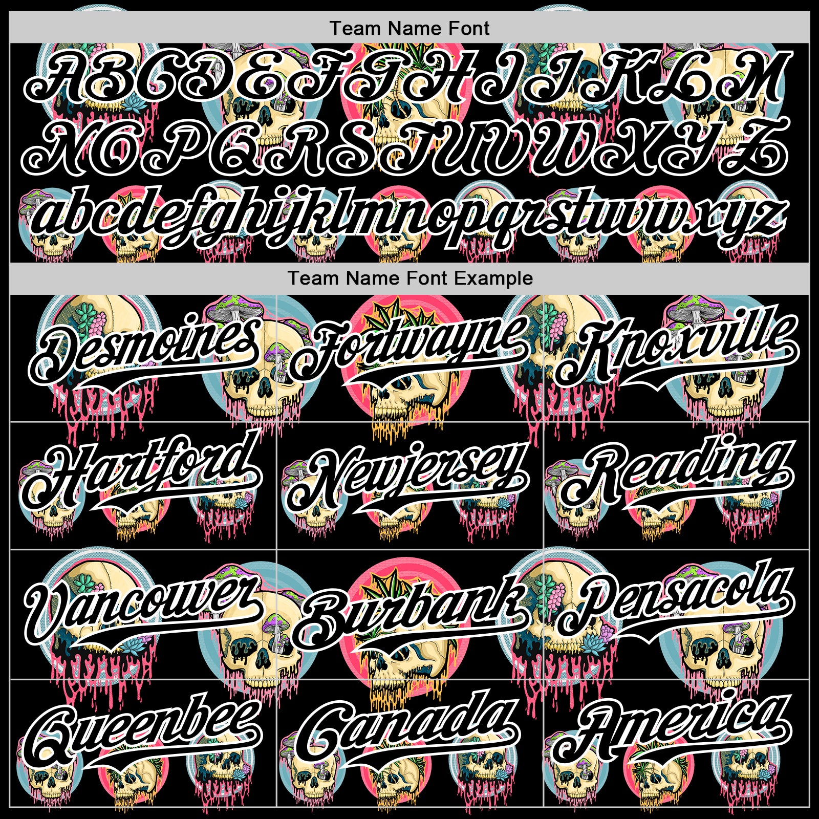 Custom Black White 3D Illymakes Drippy Skulls Authentic Baseball Jersey