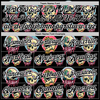 Custom Black White 3D Illymakes Drippy Skulls Authentic Baseball Jersey