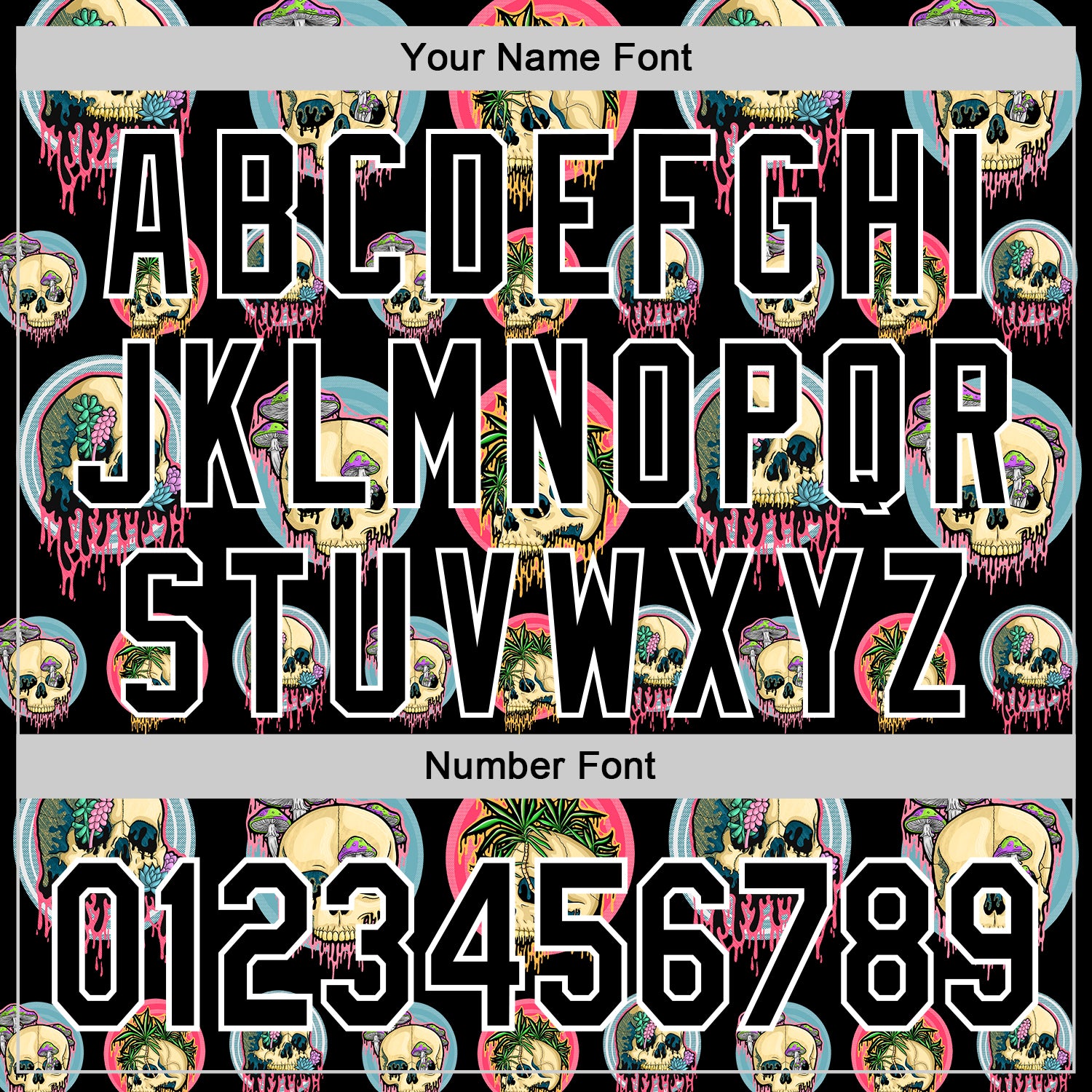 Custom Black White 3D Illymakes Drippy Skulls Authentic Baseball Jersey