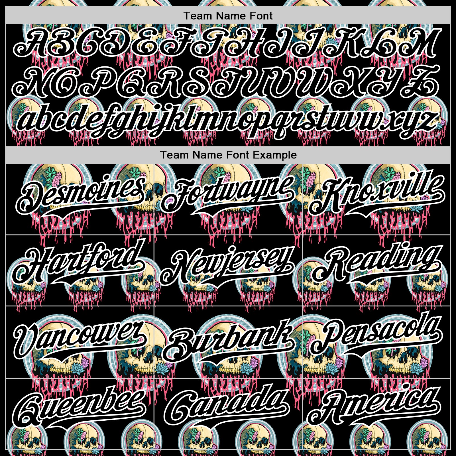 Custom Black White 3D Illymakes Drippy Succulent Skulls Authentic Baseball Jersey