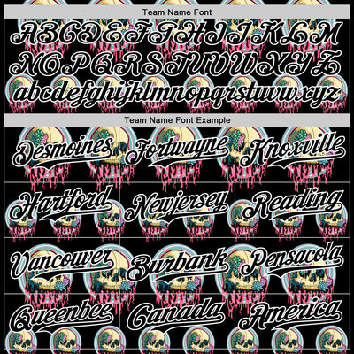 Custom Black White 3D Illymakes Drippy Succulent Skulls Authentic Baseball Jersey