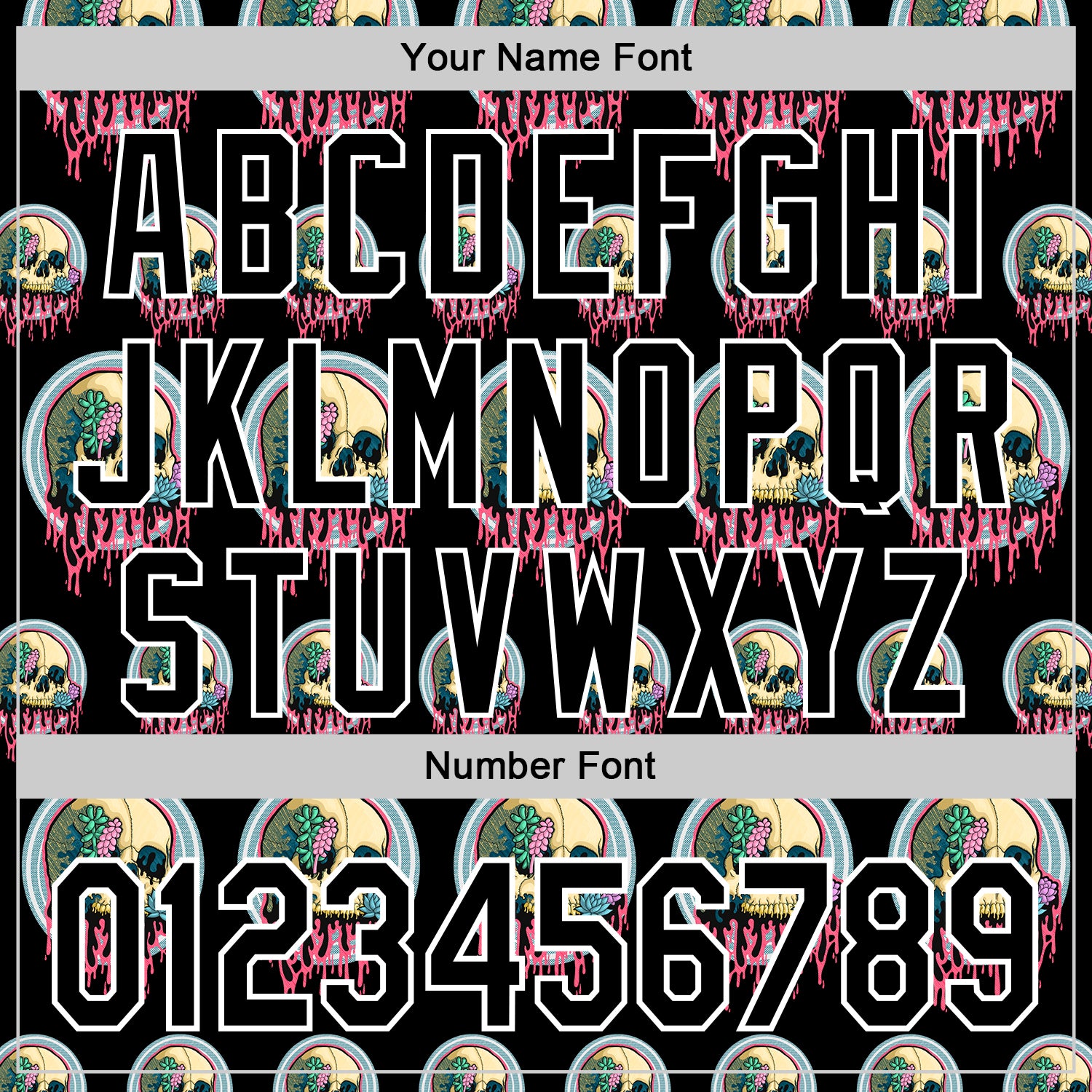 Custom Black White 3D Illymakes Drippy Succulent Skulls Authentic Baseball Jersey