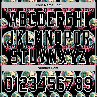 Custom Black White 3D Illymakes Drippy Succulent Skulls Authentic Baseball Jersey