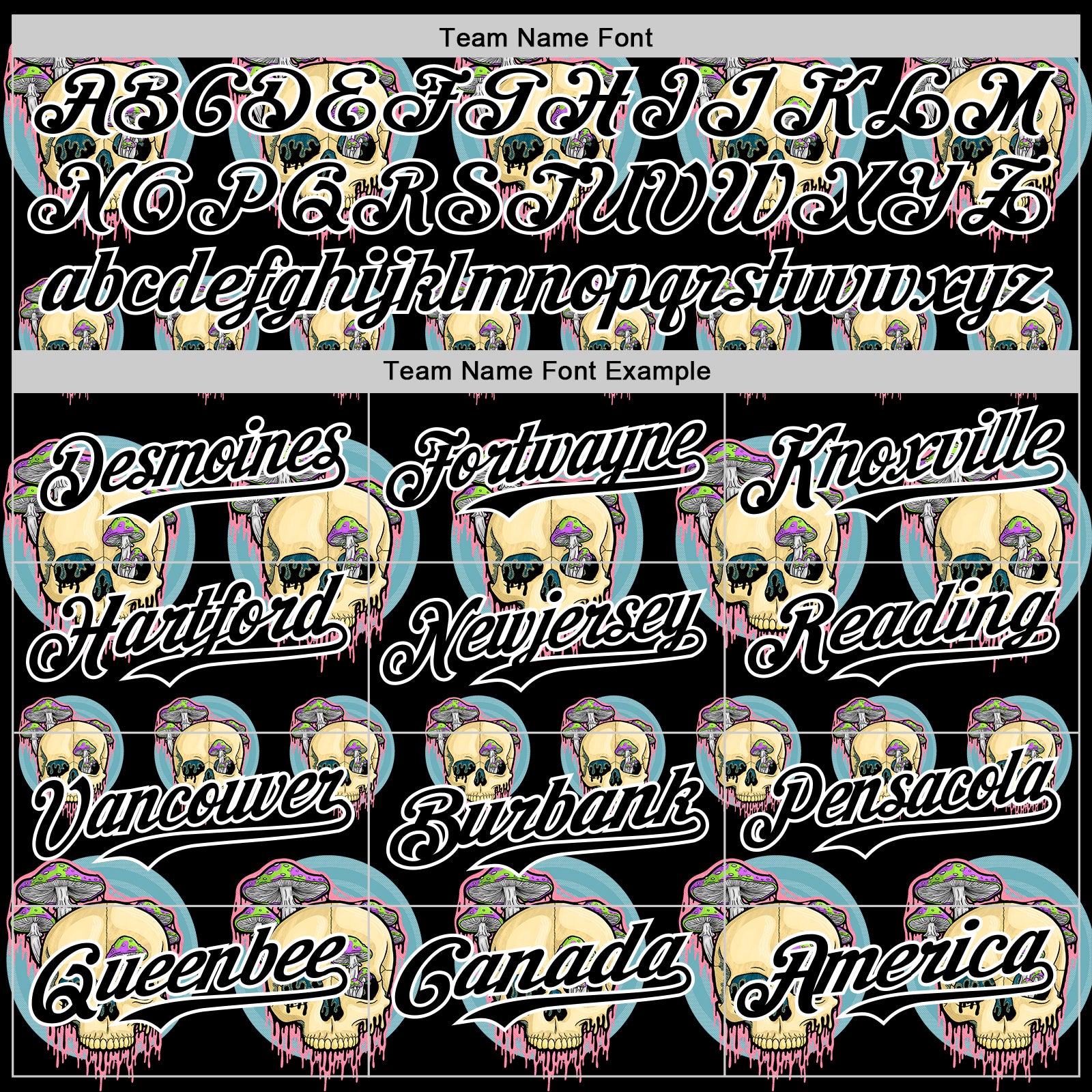 Custom Black White 3D Illymakes Drippy Mushroom Skulls Authentic Baseball Jersey