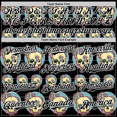 Custom Black White 3D Illymakes Drippy Mushroom Skulls Authentic Baseball Jersey