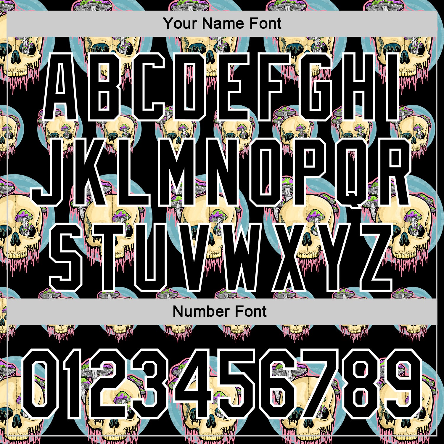 Custom Black White 3D Illymakes Drippy Mushroom Skulls Authentic Baseball Jersey