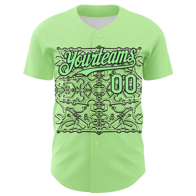 Custom Green Pea Green-Black 3D KYLMAX HUBTUHAN Authentic Baseball Jersey