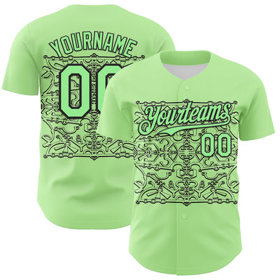 Custom Green Pea Green-Black 3D KYLMAX HUBTUHAN Authentic Baseball Jersey