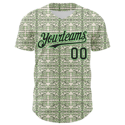 Custom Cream Black-Pea Green 3D KYLMAX HUBTUHAN Authentic Baseball Jersey