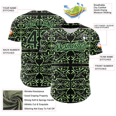 Custom Black Pea Green 3D KYLMAX HUBTUHAN Authentic Baseball Jersey