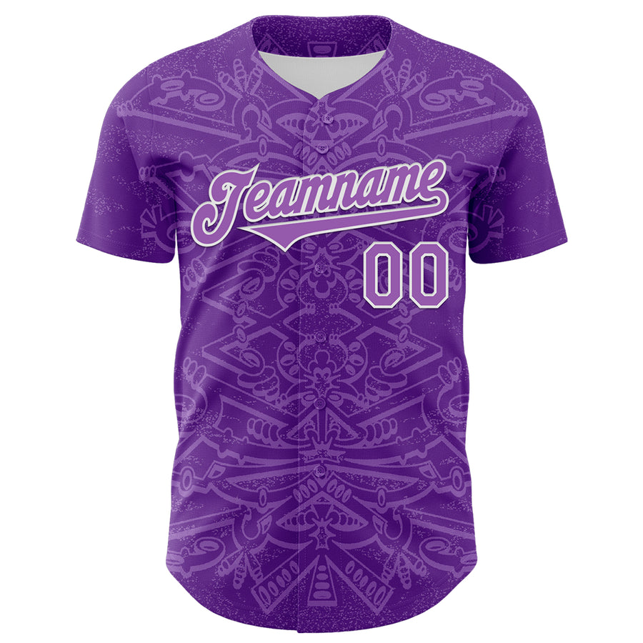 Custom Purple Medium Purple-White 3D KYLMAX HUBTUHAN Authentic Baseball Jersey