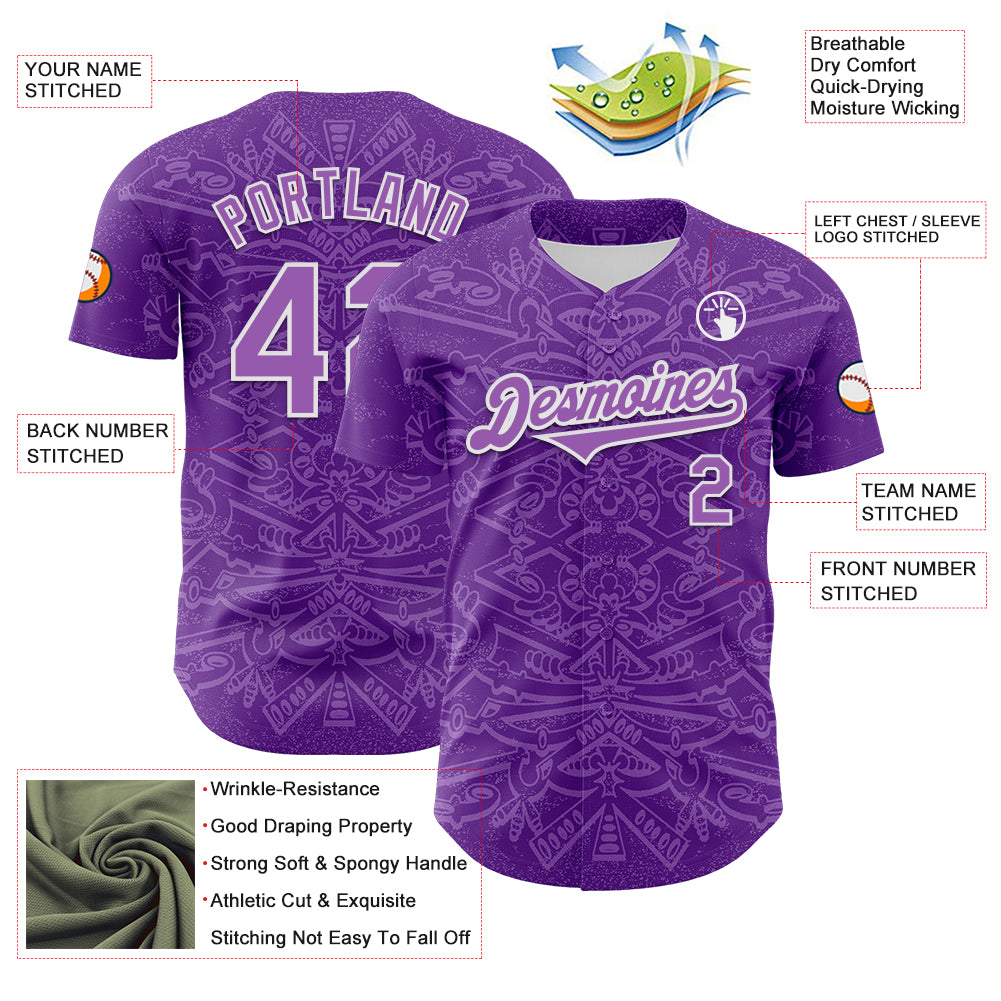 Custom Purple Medium Purple-White 3D KYLMAX HUBTUHAN Authentic Baseball Jersey