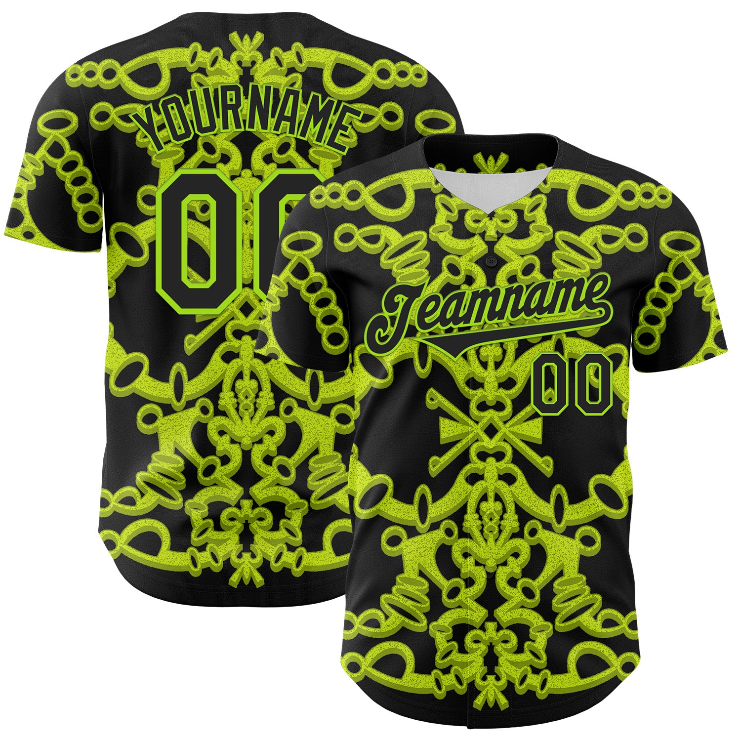 Custom Black Neon Green 3D KYLMAX HUBTUHAN Authentic Baseball Jersey