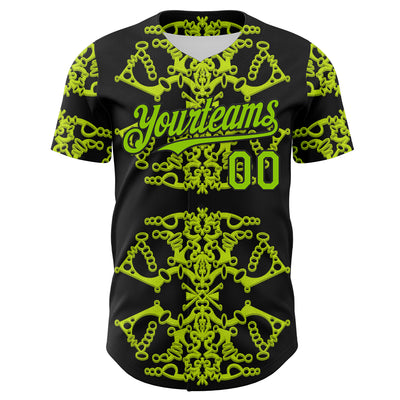 Custom Black Neon Green 3D KYLMAX HUBTUHAN Authentic Baseball Jersey